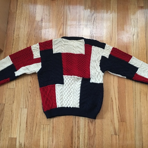 Vintage Patchwork Boro 100% pure wool knit sweater - Picture 2 of 8